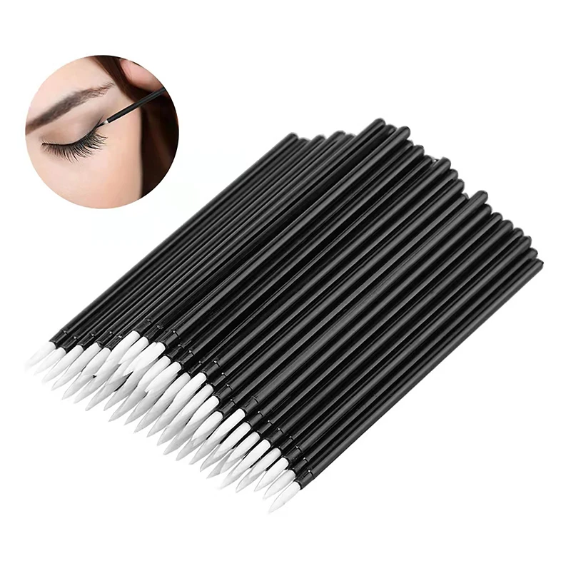 【B】50Pcs Disposable Eyeliner Brushes Fine Fiber Head Eyeliner Cream Applicator Eye Cosmetic Brush With Cap Makeup Beauty Tools photo 5