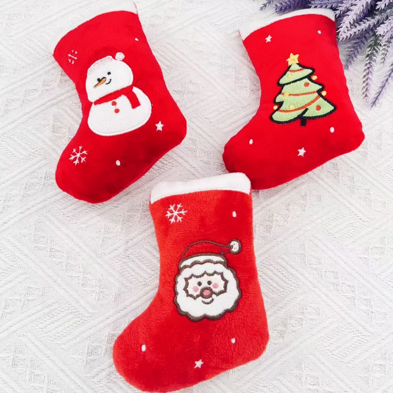 Pet Christmas Stocking Plush Squeaky Dog Chew Toy Xmas Gift Teeth Grinding Interactive Bite Toy for Small Medium Large Dogs photo 6
