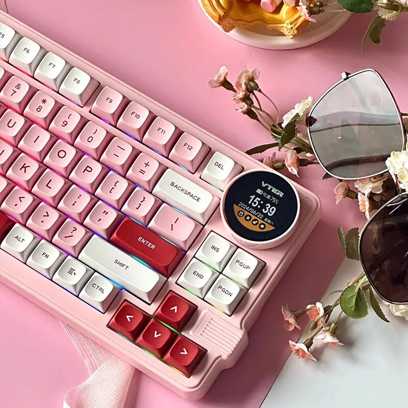 Feker K75 83 Keys Gaming Mechanical Keyboard Custom 3 Mode 2.4g Bluetooth Wireless Keyboard With Knob Screen Pbt Gamer Keyboards photo 3