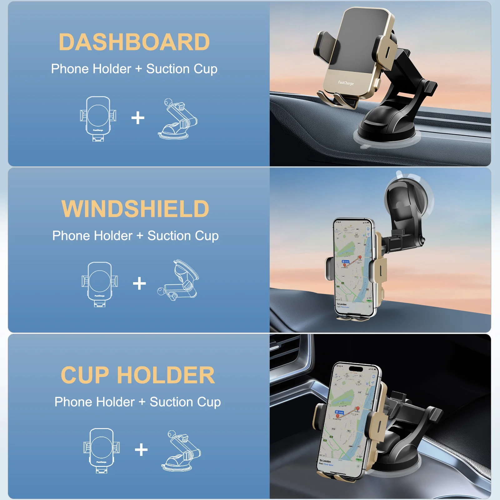 15W Qi Magnetic Wireless Car Phone Charger Auto-Clamping Car Charger Phone Holder Dashboard Vent Phone Mount Fast Charging photo 3
