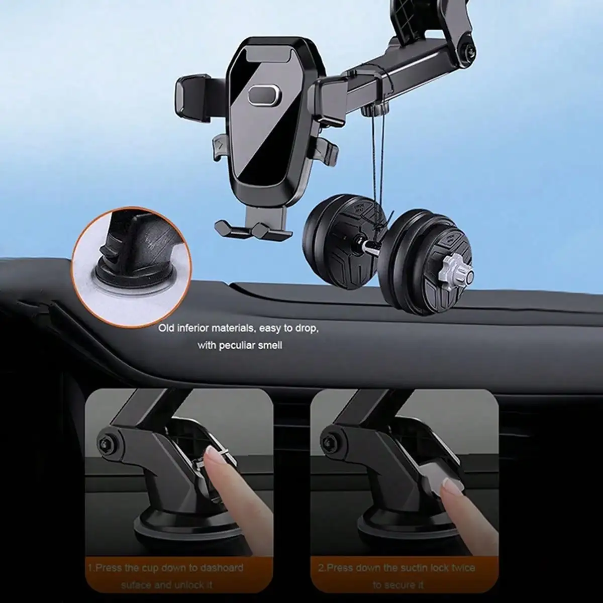 1Pc Suction Cup Car Phone Holder, Suction Mount Smartphone & Tablet Car Bracket, Fits Dashboard & Windshield, With Retractable A photo 5