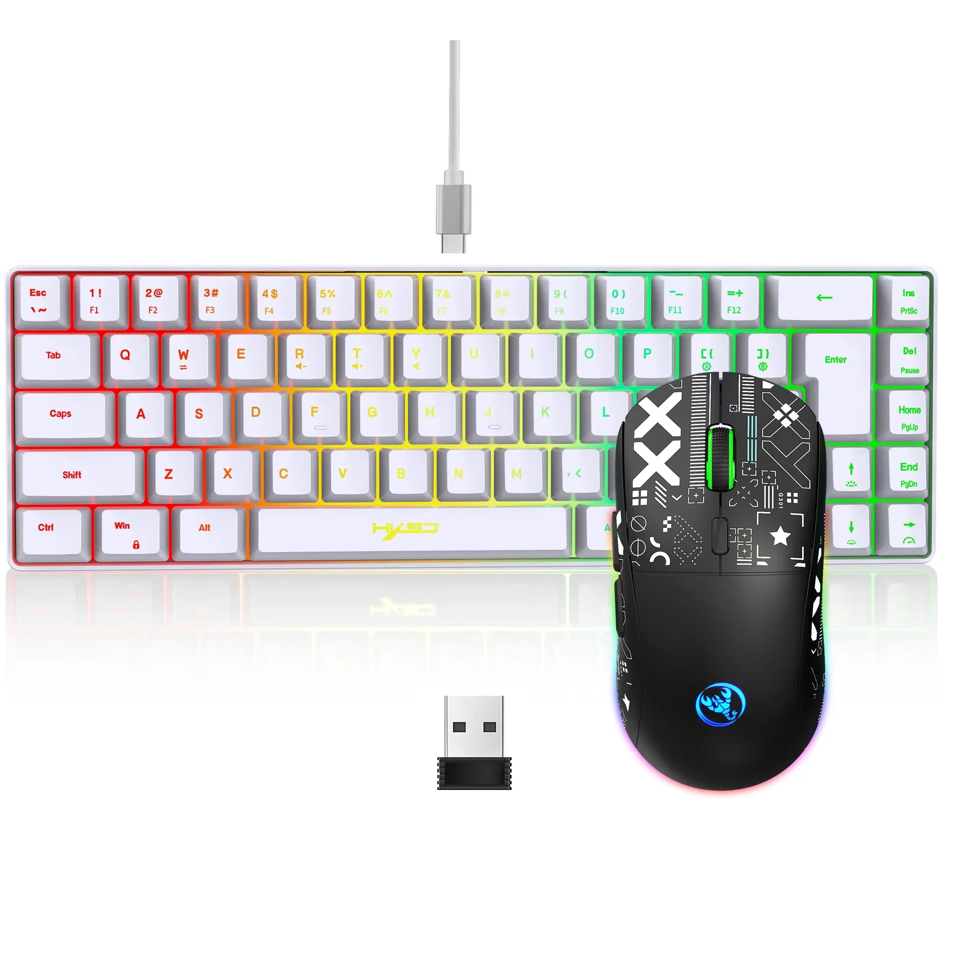 60% gaming Keyboard and mouse combo set gamer white key board combo computer wired keyboards mouses office teclado for laptop pc photo 5