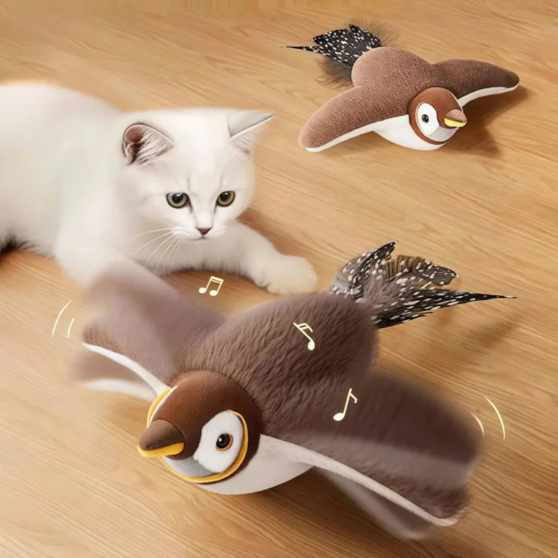 New Simulated Bird Cat Toy Interactive Toys Dog Rechargeable Chirping Flapping Bird(no Flying) Touch Activated Plush Toy Pet photo 2