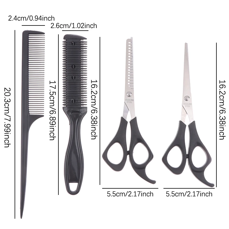 New#4PCS Hair Scissors Hairdressing Barber Scissors Thinning Cutting Shears Haircut Hair Style Tool Grooming Supplies photo 6