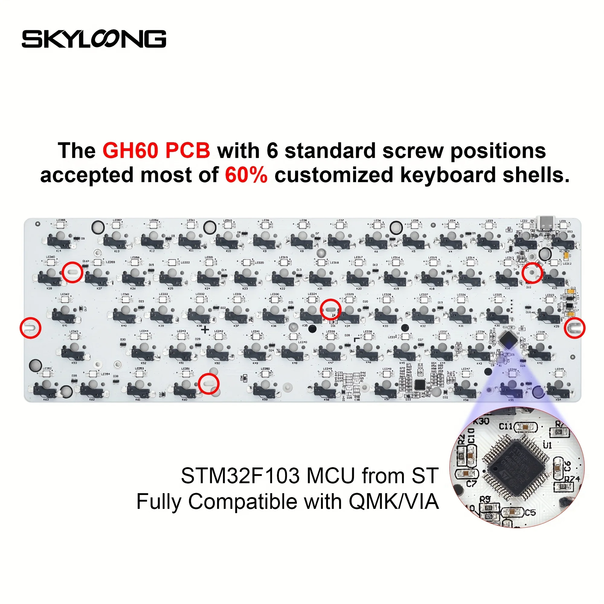 SKYLOONG GK61 QMK/VIA Wired Keyboard RGB Backlight USB Gaming Mechanical Keyboard Silent Tactile Switch Hot Swappable PBT Keycap photo 6