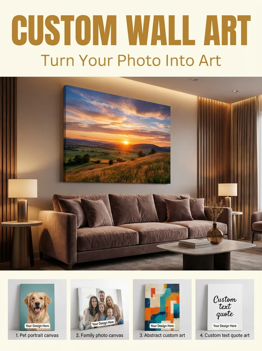 1/3pcs Personalized Custom Canvas Print Photo Custom Poster Wall Art Family Pet Memorial Anime Wedding Birthday Gift Unframed photo 2