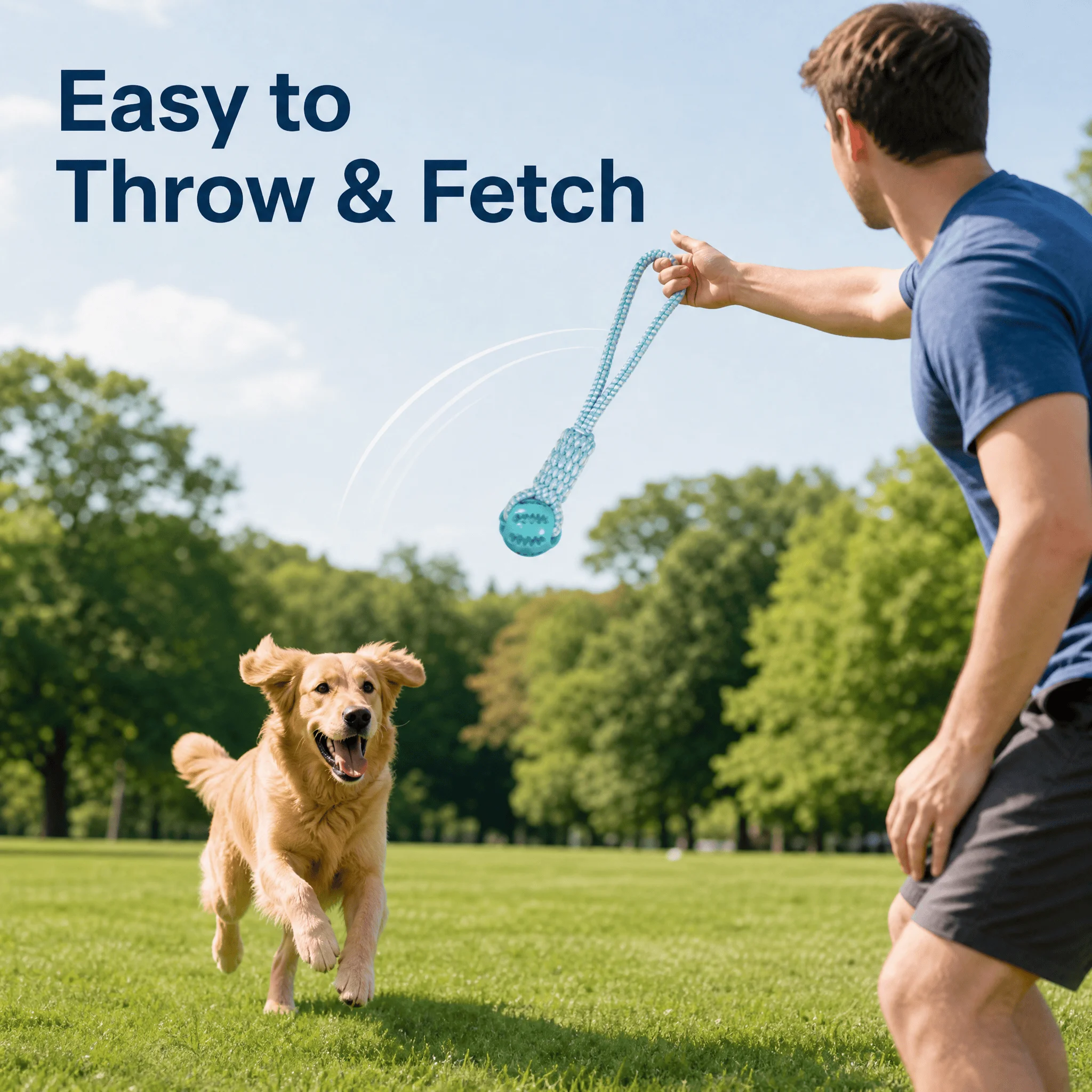 Braided Rope Dog Toy with Rubber Ball, Durable Pet Chew Toy for Teeth Cleaning, Interactive Tug Fetch Play Toy for Small Medium Dogs Puppy photo 4