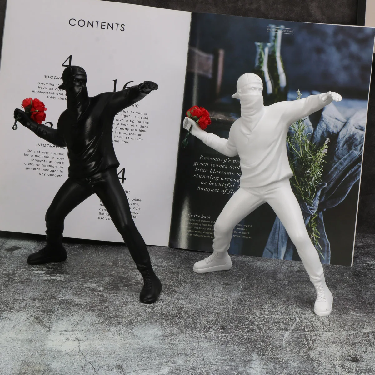 1 PC Resin Banksy Sculptures Flower Thrower Statue Home Decoration Desk Accessories Collectible Figurine Decorative Inter photo 5
