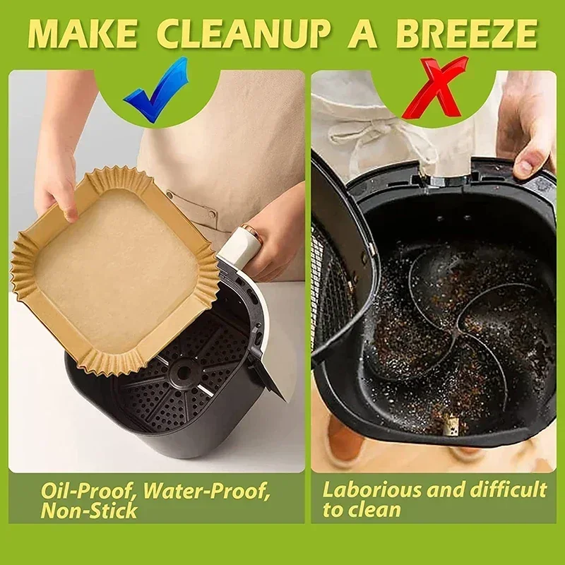 Cooking Paper Air Fryer Disposable Paper Square Round Baking Barbecue Plate NonStick Mat Kitchen Oven Oil Absorbing Paper Tool photo 5