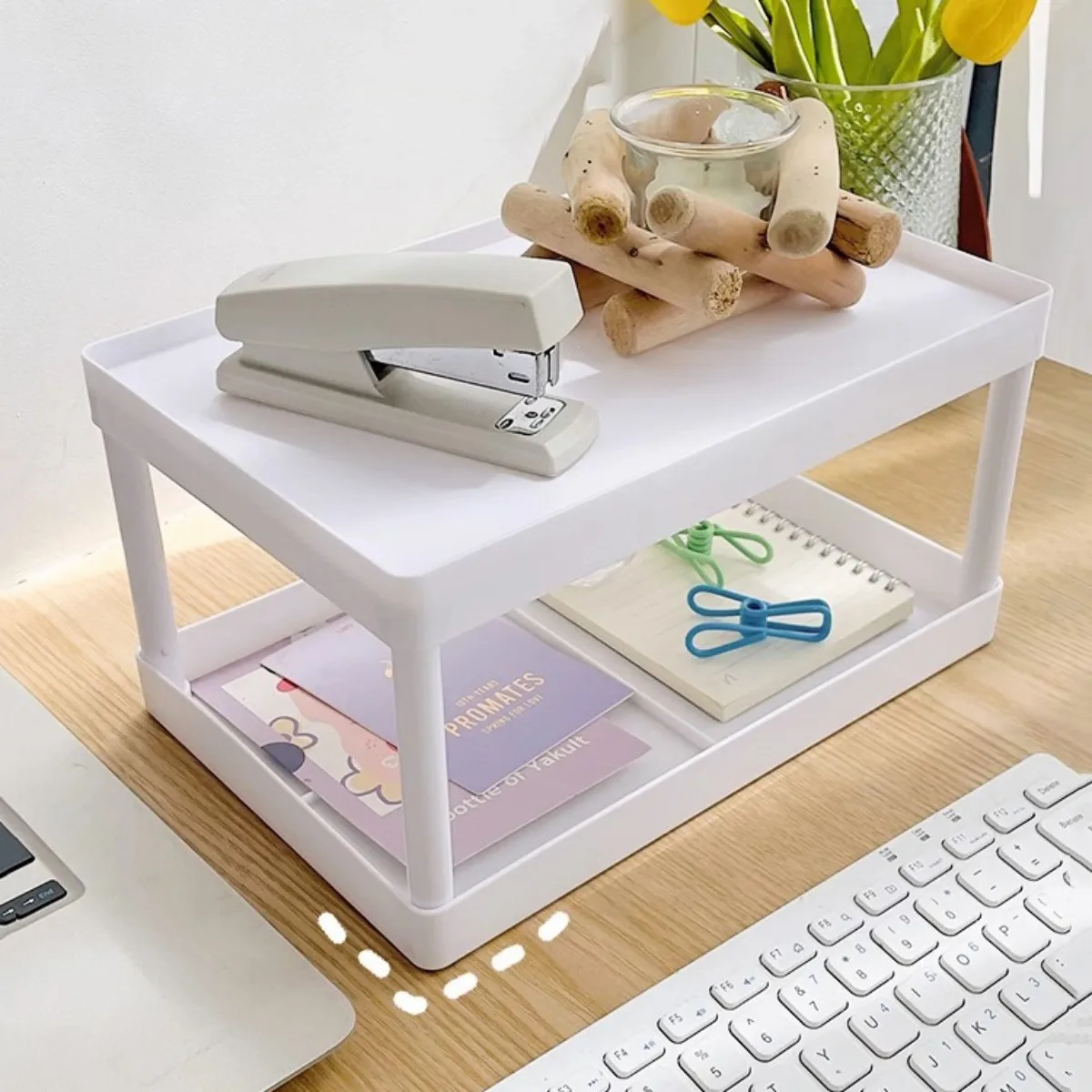 Multifunctional Desktop Cosmetic Storage Rack Office Storage Box Organizer Stationery Sorting Rack Double-layer Storage Rack photo 5