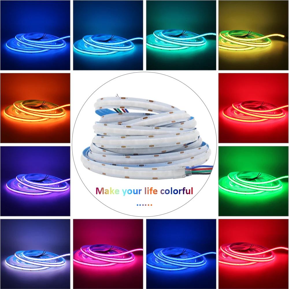 COB RGB LED Strips 12V DC 756LEDs 1M 2M 3M 4M 5M High Density Flexible FOB Tape Ribbon Lights for Room Decoration Lighting Lamp photo 2