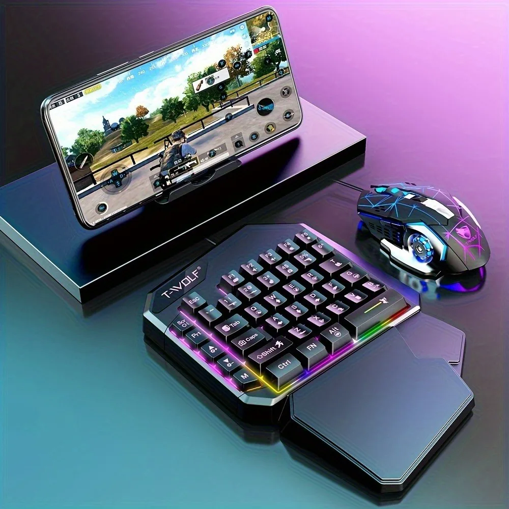 2 In1TF900 Gaming Keyboard and Mouse Set Ergonomic Wireless Gaming Keyboard 7 RGB Backlighting, for PUBG Mobile Games /Laptop photo 2
