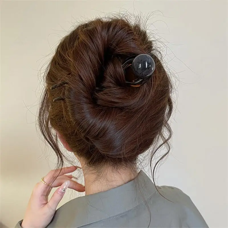 Fashion Colored Pearl U-Shaped Hair Sticks Hairpin Hair Fork Bun Sweet Trendy Acrylic Hair Clip for Women Girls Hair Accessories photo 6