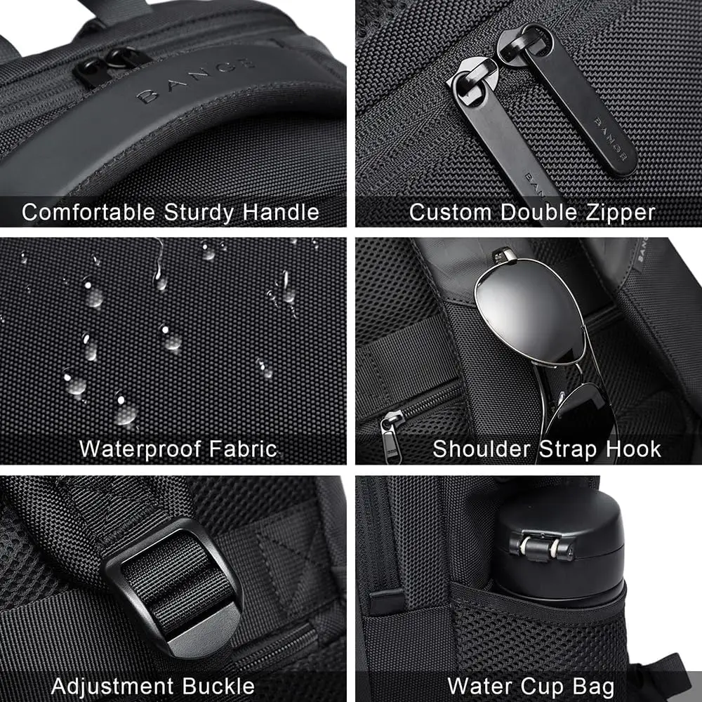 BANGE Lightweight 15.6 inch Laptop Backpack Waterproof USB Charge Port Multifunctional Travel Hiking School Bag Mochila for Men photo 5
