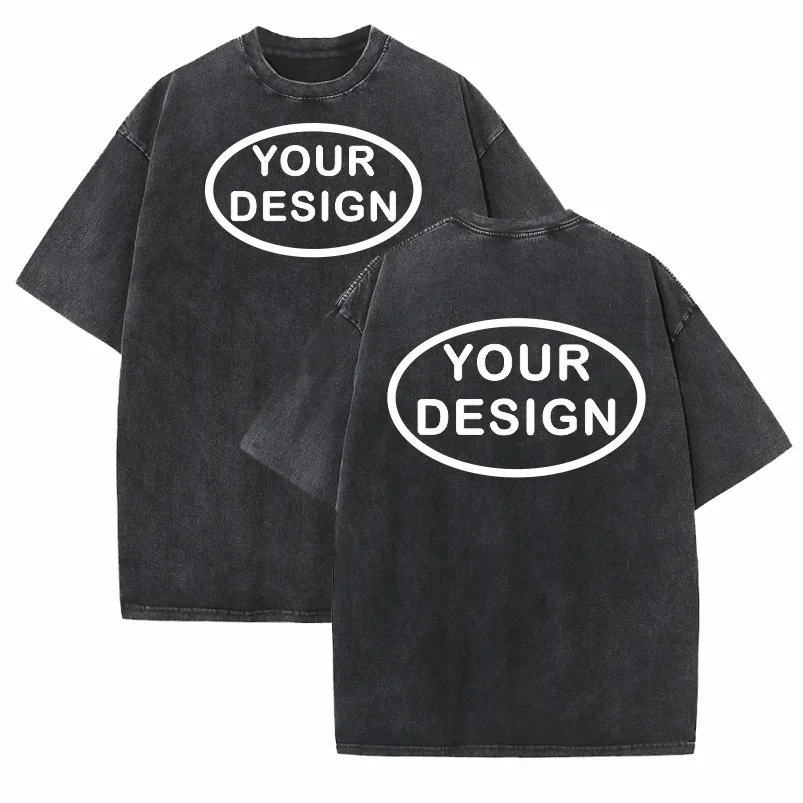 Custom T-shirt with Hip-hop Street Team Logo Men's 230G Pure Cotton, Loose Fit, High-temperature Printed Custom Top photo 4