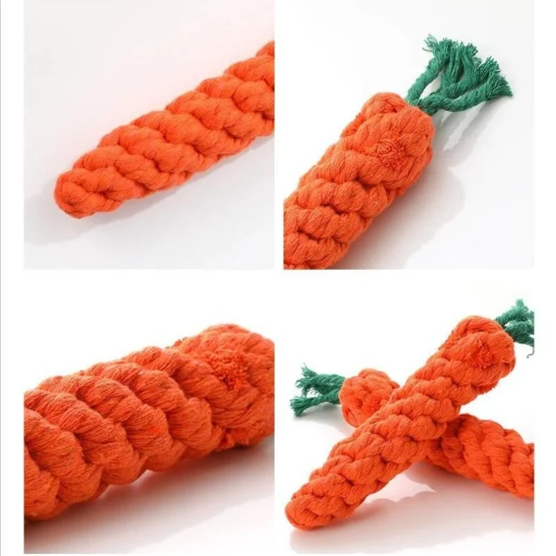 1pc Pet Knot Toy for Dog and Cat Carrot Shape Dog Chew Toys Cotton Rope Toys for Indoor Dogs Cat Toys Dog Accessories photo 3