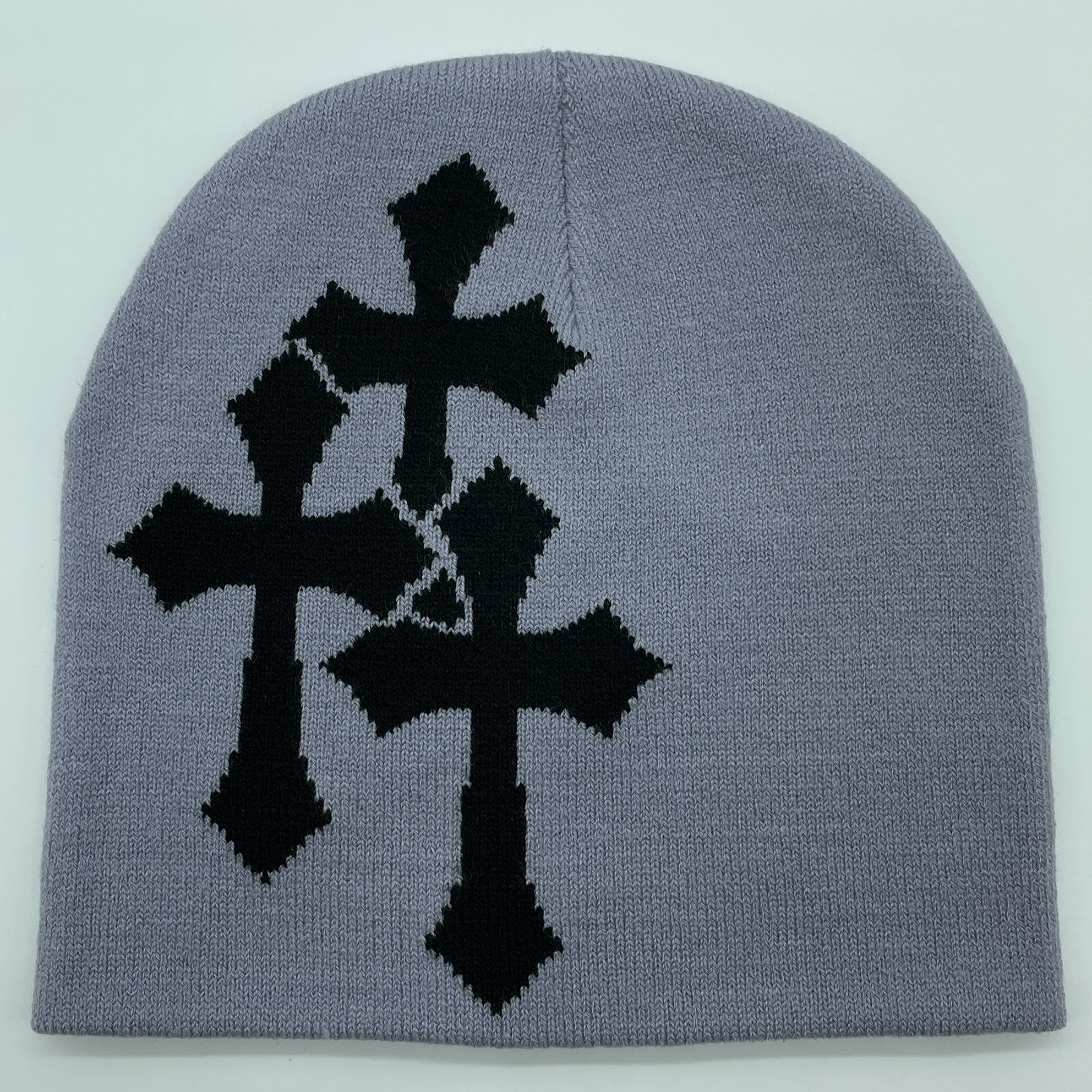 Y2K Crucifix Jacquard Knitted Hat, European And American Popularity Hip Hop Hat, Street Trend Fashion Personality Adult Hat photo 5