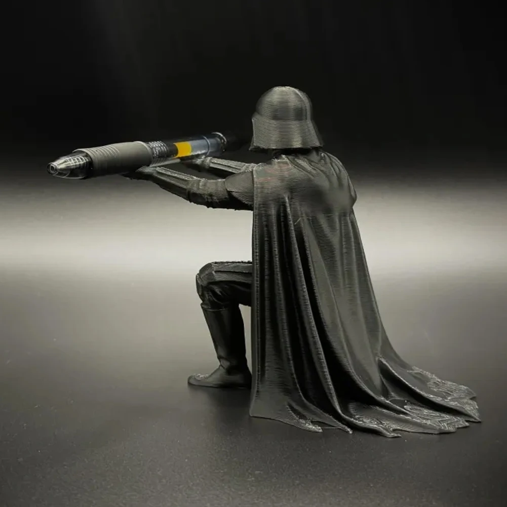 Creative Black Warrior Pen Holder Kneeling Commander Pencil Stand 3D Printed Space Warrior Desk Organizer Stationery Ornament photo 6