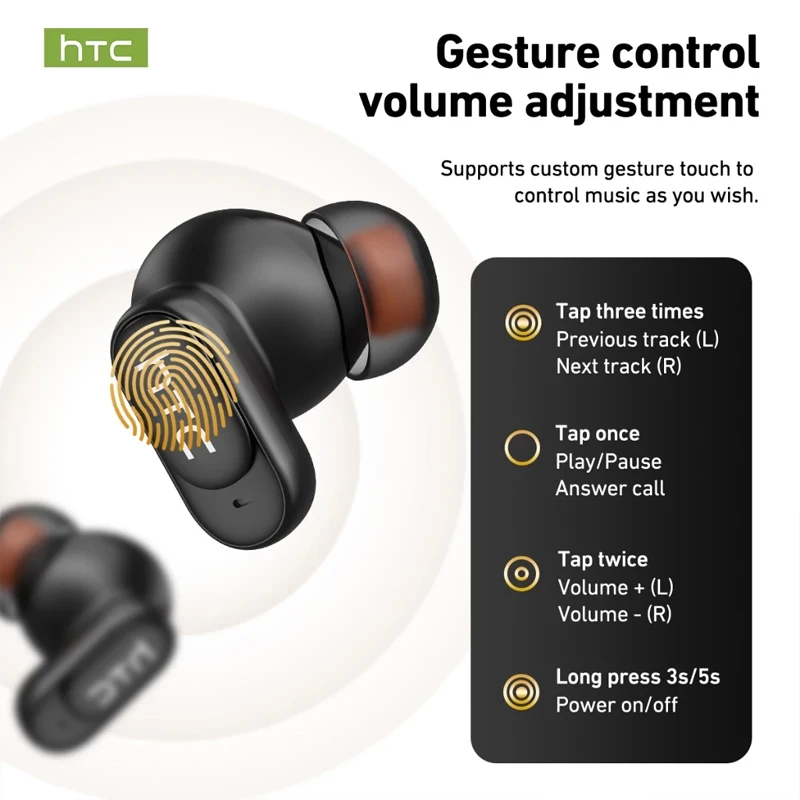 HTC NE79 Real Time Translation Earphone Bluetooth HiFi Music HD Call Noise Reduction Wireless Earbud LED Display With Mic photo 4