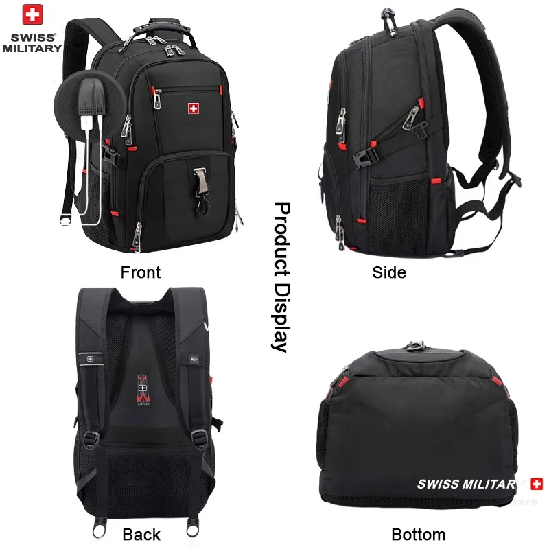 Waterproof Men's Backpack 15.6/17 Inch Laptop Backpacks School Travel Bags Swiss-style Large Capacity Business Bagpack Mochila photo 5