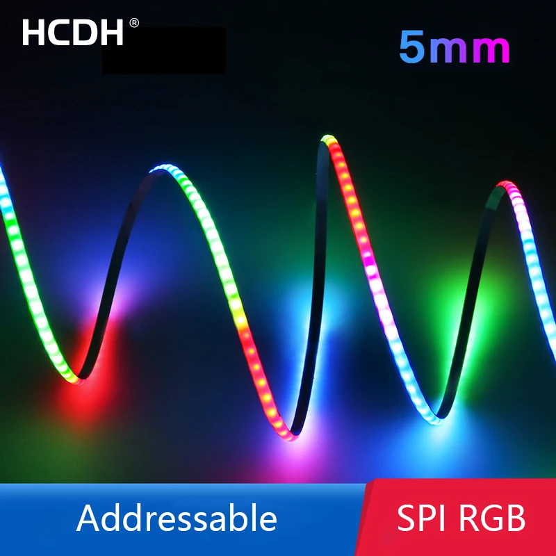 12V 5V SPI RGB PixelCOB LED Strip Light For Carft DIY Decor Gamer 160LED/m Addressable 5mm Dream Color WS2812B LED Tape RGB-IC photo 1