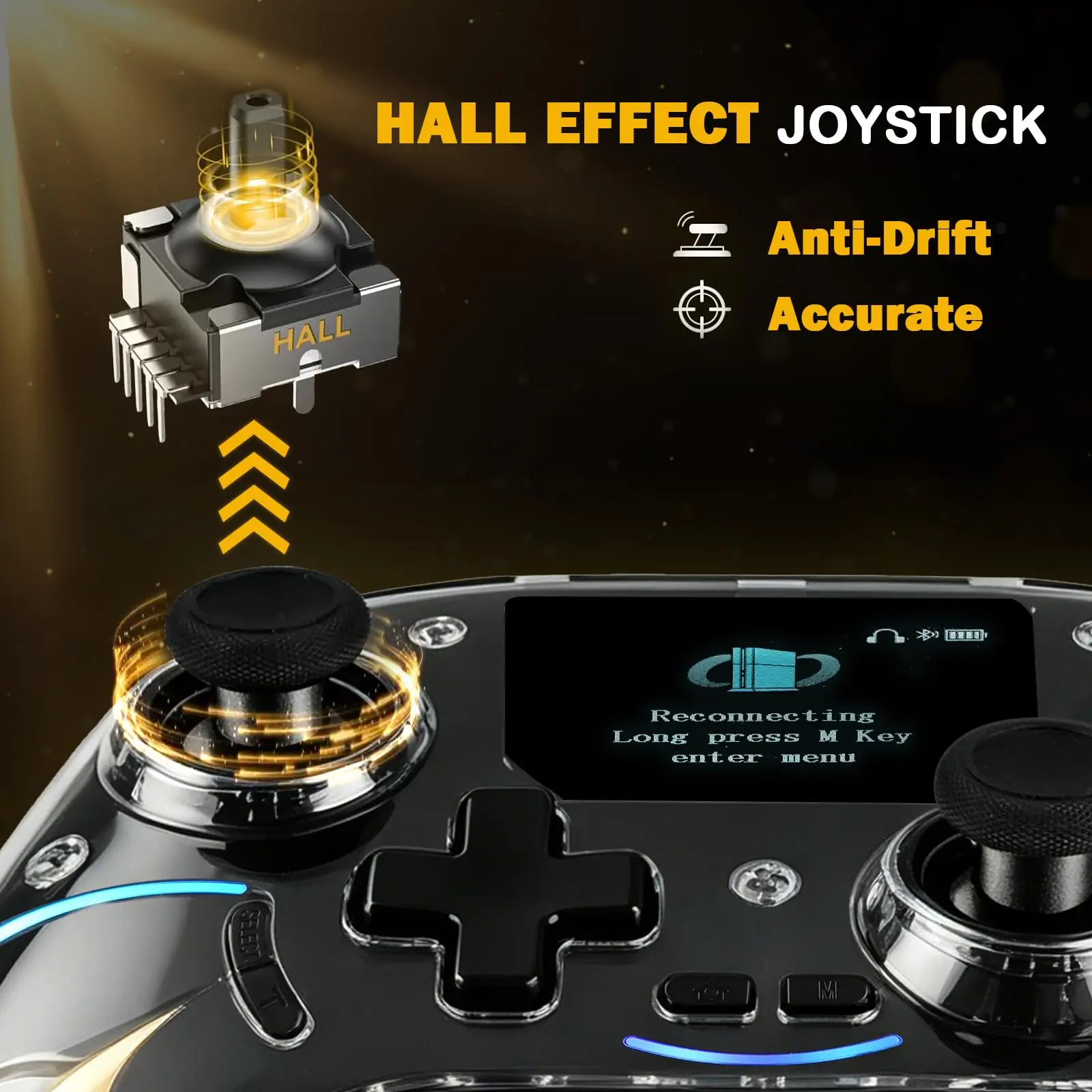 Smart Screen Wireless Game Controller, PS4 Gamepad with Display Hall Effect Joystick Trigger For IOS Andriod Table Steam Switch photo 2