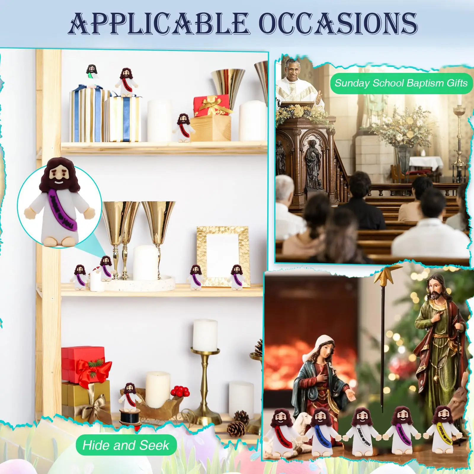10-50PC Mini Jesus Statue Set Decor Easter Cartoon Jesus Toys Festive Party Scene Decor Room Tabletop Figurines Easter Gifts photo 5