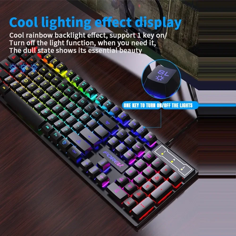 104 Key Backlit Mechanical Keyboard Wired Gaming Keyboard Waterproof Luminous Keyboard And Mouse Set for Gamer PC Laptop Office photo 2