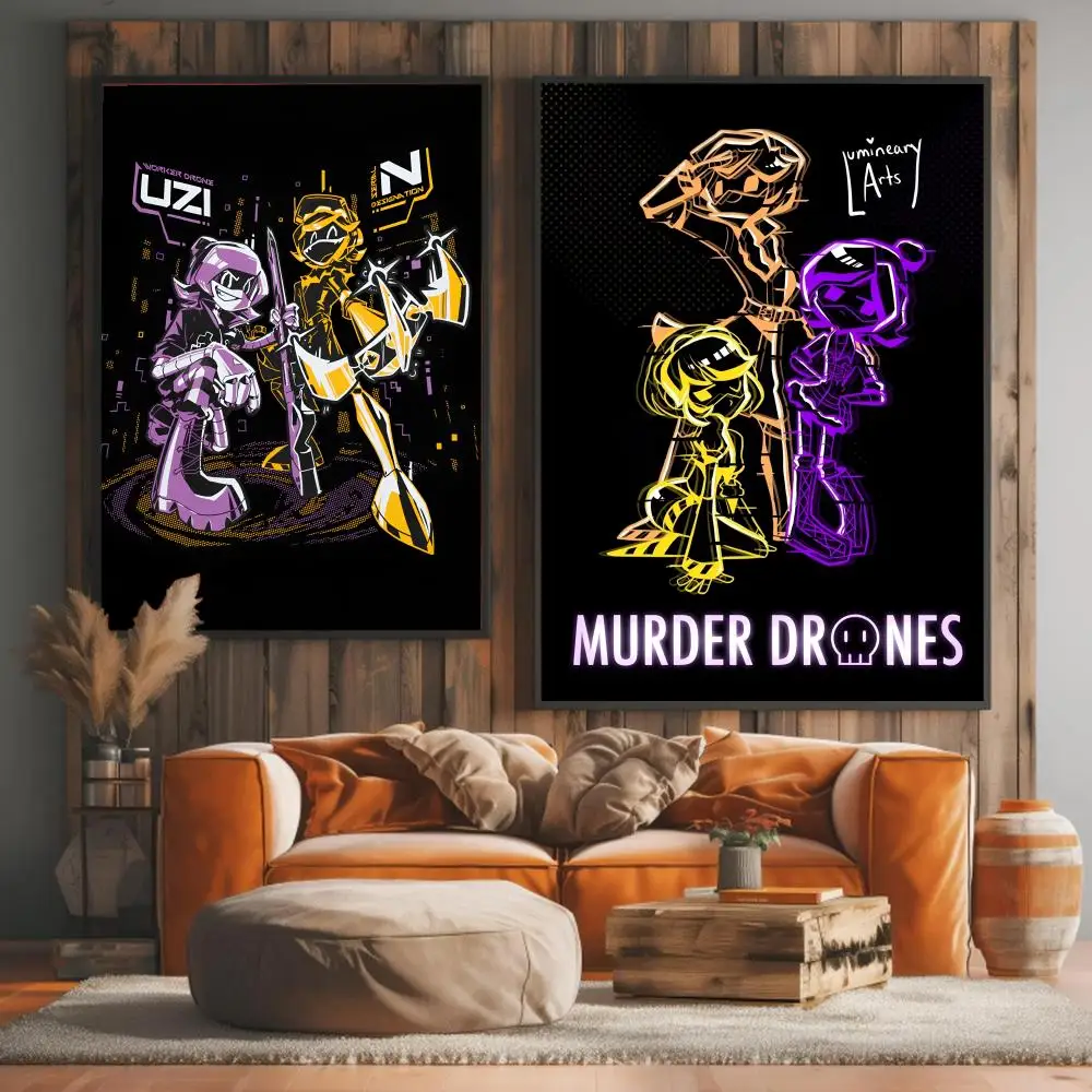 Anime M-murder Drones Painting Calligraphy High-Quality Cotton Canvas Poster Wall Art for Living Room Modern Coffee House Decor photo 4