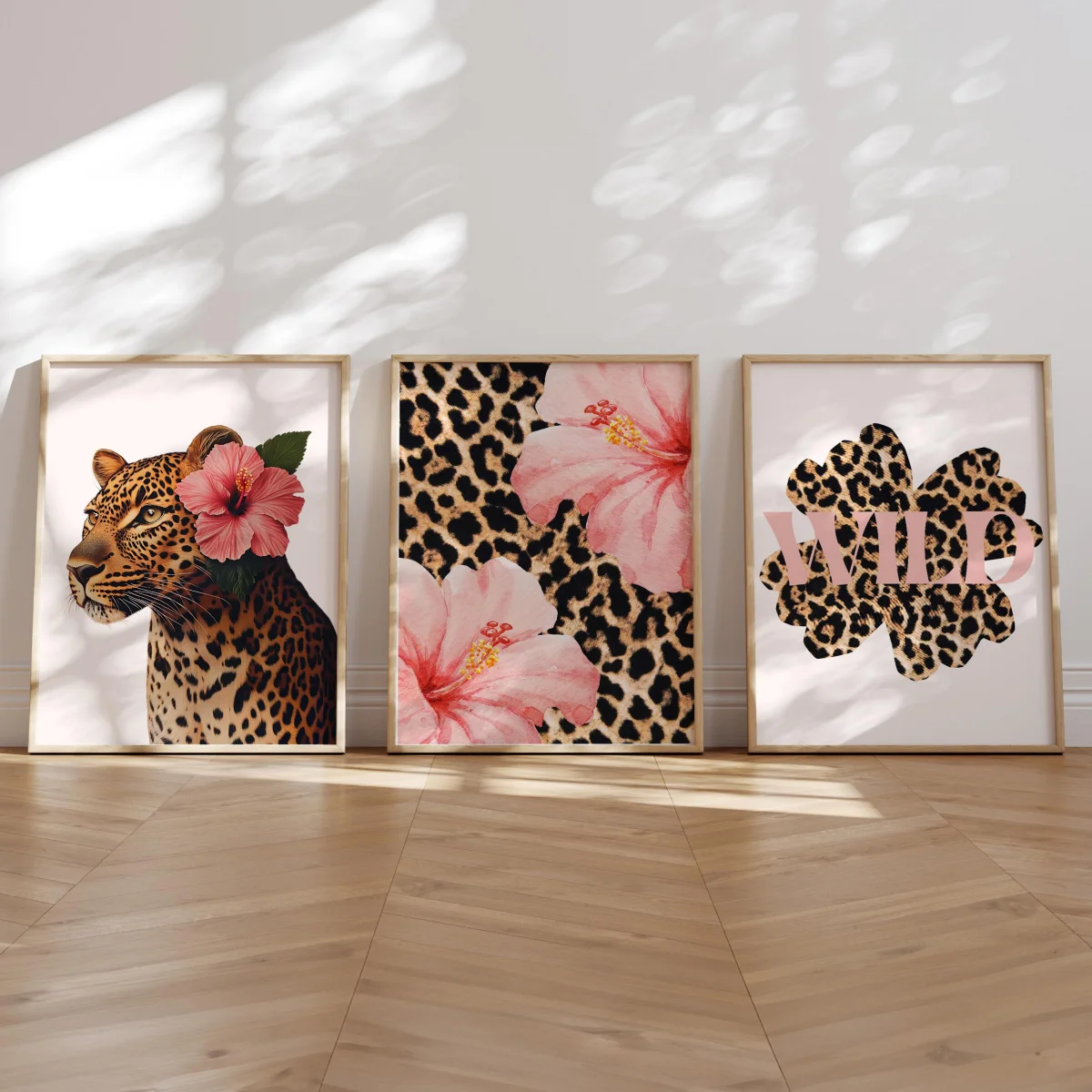 1/3pcs Funky Y2K Leopard Hibiscus Flower Pink Cheetah Canvas Print Poster Vintage Hawaiian Aloha Animal Art Prints Home Decor photo 2