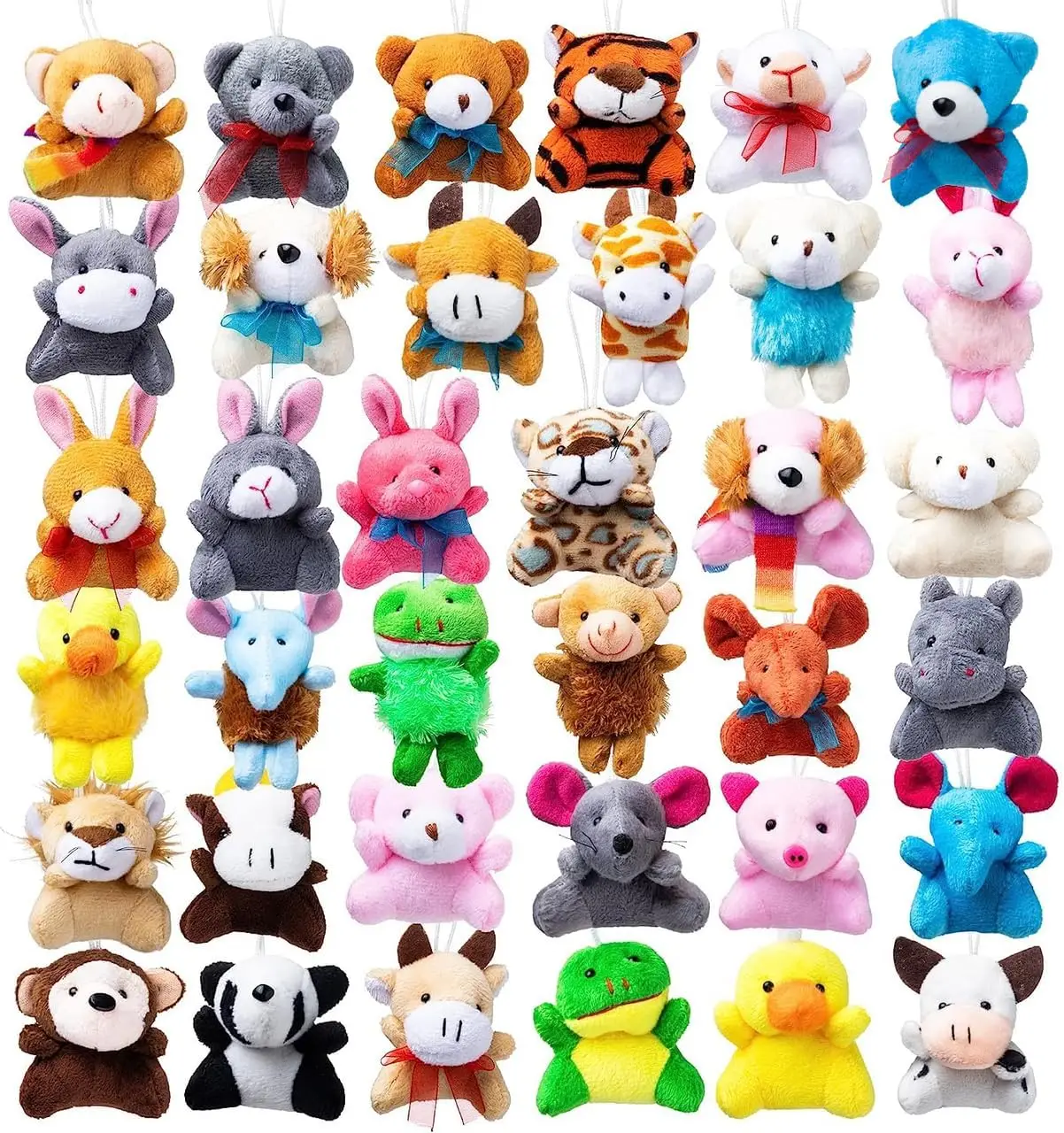 JOYFY 12/36/72 Pack Mini Animal Plush Toy Assortment Bulk Stuffed Animals for Kids Plush Keychain Halloween Party Decoration photo 1