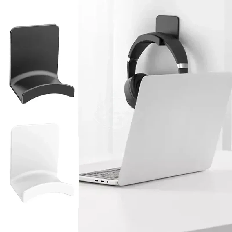 Universal Headphone Stand Adhensive Plastic Wall Mount Hanger Under Desk Headset Rack Holder Support for Gaming Earphone Bracket photo 3