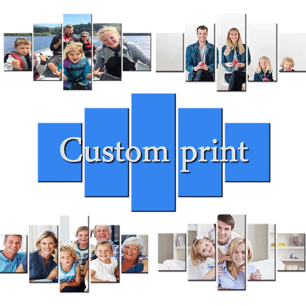 Drop Shipping 5 Pieces Canvas Wall Art Home Decor Painting Custom Family Photo Anime Movie Poster Room Decor Frames for Pictures photo 2