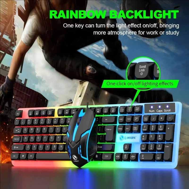 GTX350 Gaming Keyboard Mouse Combos Computer Laptop Backlight Gamer Kit LED Wired Usb Keyboard GTX350 Set-Black photo 2