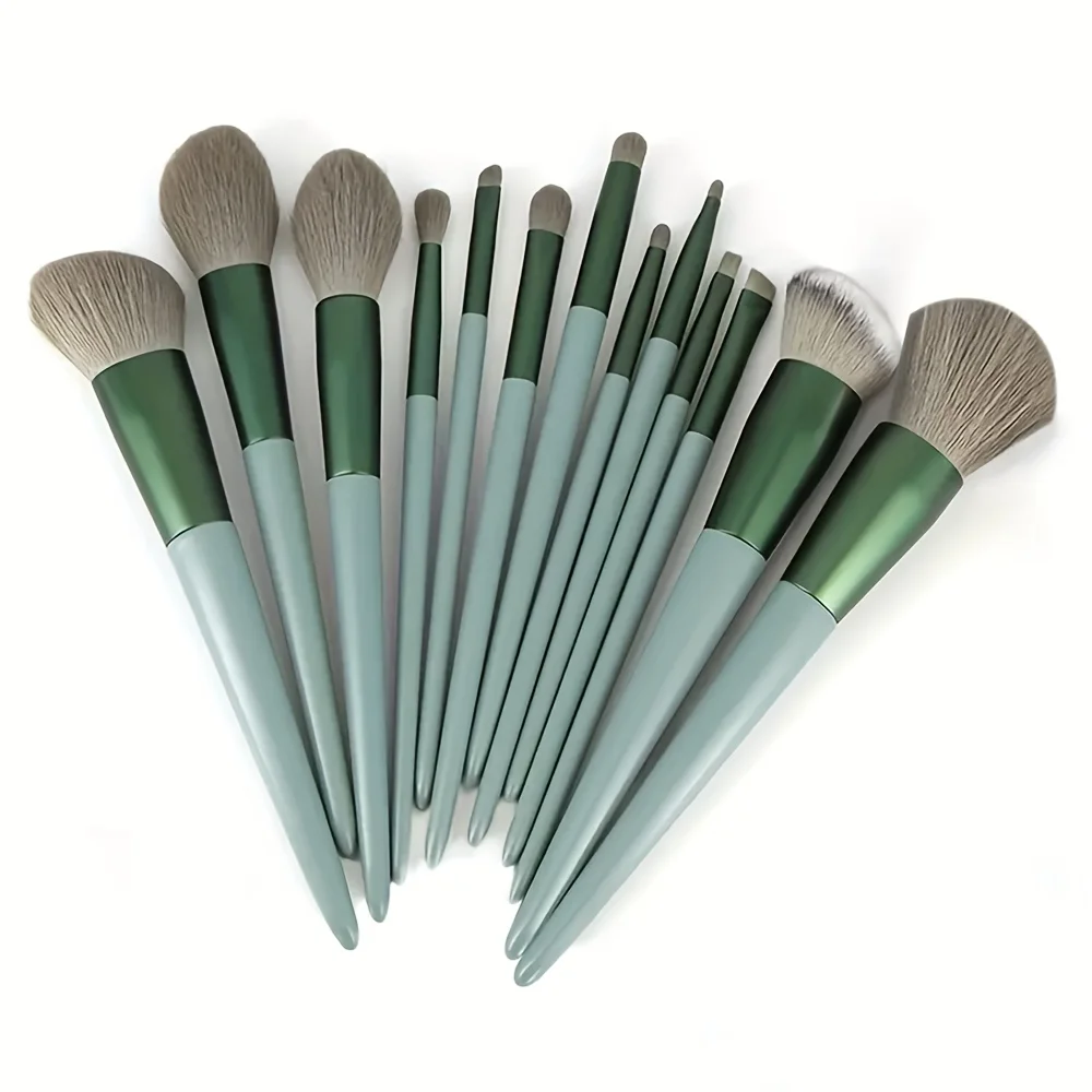 13 soft and fluffy makeup brush sets, perfect for foundation make-up, powder blusher, powder and eye shadow photo 1