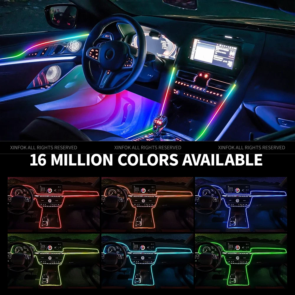 110cm  APP Control Car Ambient Lights LED Interior RGB Symphony Atmosphere Light  Acrylic Strips Dashboard Decoration Sunroof photo 5