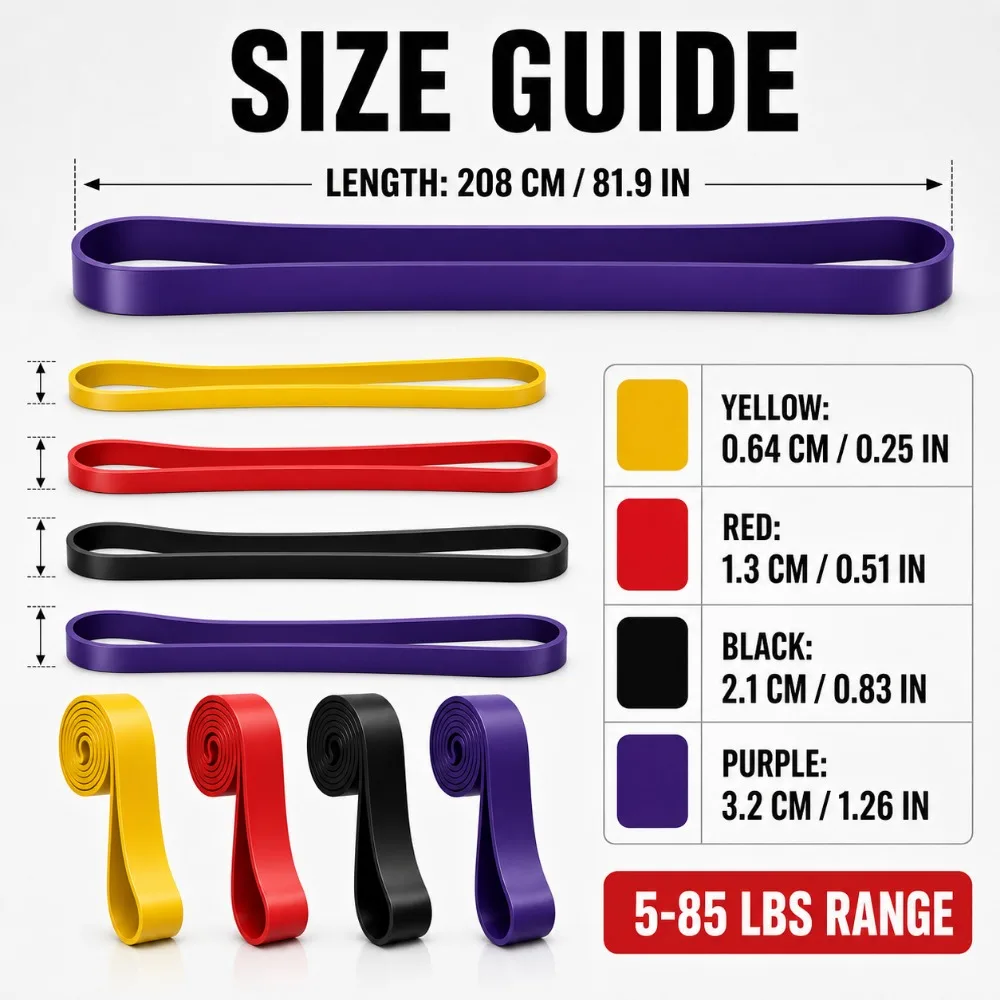 4PCSResistance Bands Set,Heavy Duty Pull Up Assistance Bands,Long Loop Exercise Bands for Strength Training,Home Gym Workouts photo 4