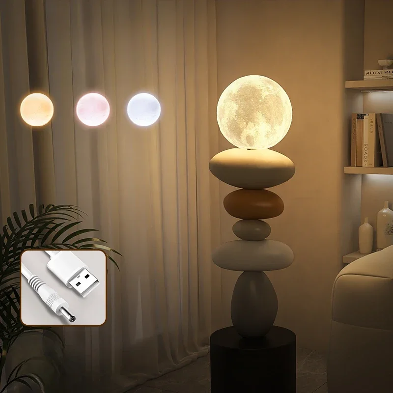 Modern Art Home Decor Stone Sculpture Light Luxury High-end Living Room Decorative Accessories Creative Luminous Floor Ornament photo 4