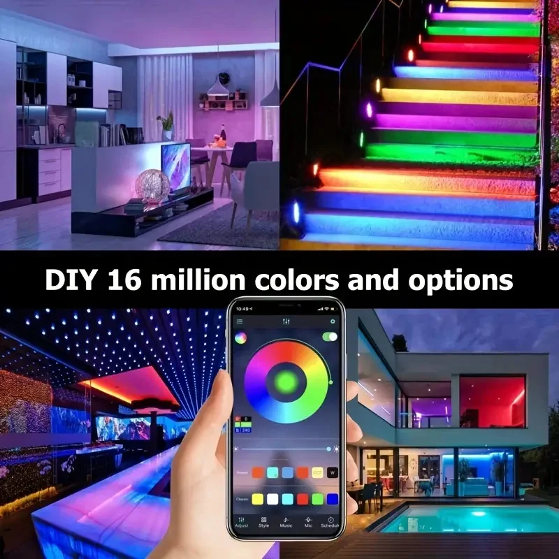 USB 5050 RGB LED Strip Lights with Remote Control 44 Lighting Modes Dimmable Million Gradient Colors for Bedroom Festival Decor photo 3