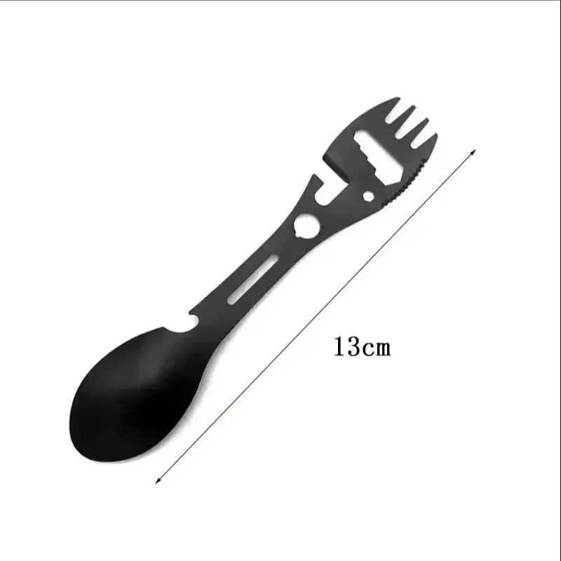 Camping Utensils Set Stainless Steel Outdoor Survival Gear 5 in 1 Tableware Travel Hiking Cutlery Fork Spoon Opener photo 6