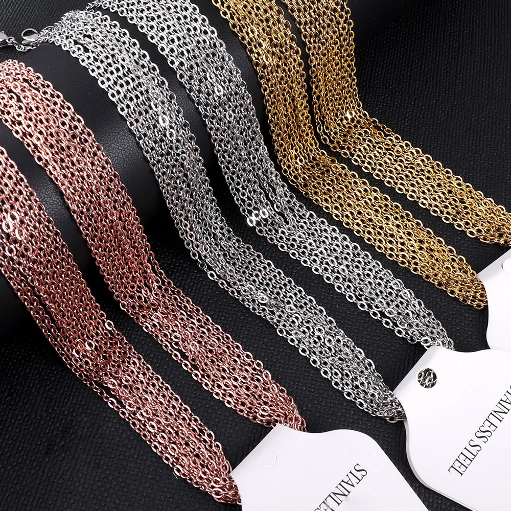 LUXUKISSKIDS Stainless Steel Chains DIY Jewelry Making O-Chain Necklace 10pcs/Lots 1.5/2MM Woman Accessories Choker 18K Golden photo 5
