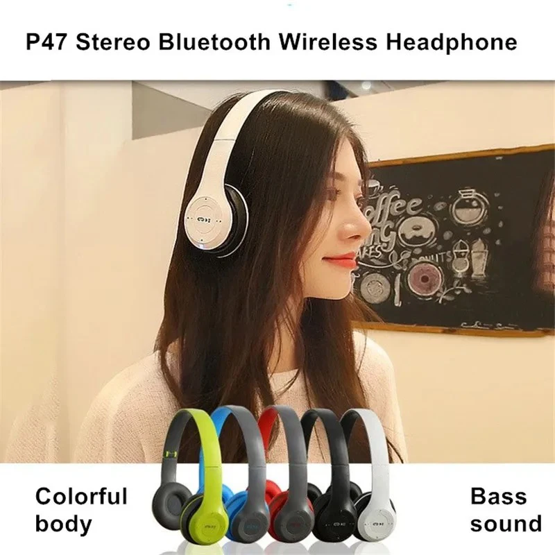Stereo P47 Headset 5.0 Bluetooth Headset Folding Series Wireless Sports Game Headset for iPhone XiaoMi photo 2