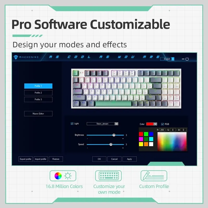 MACHENIKE K500 Mechanical Keyboard Wired Gaming Keyboard K500-B94 Hot Swappable 94 Keys 90% Layout RGB BackLight for PC Laptop photo 4