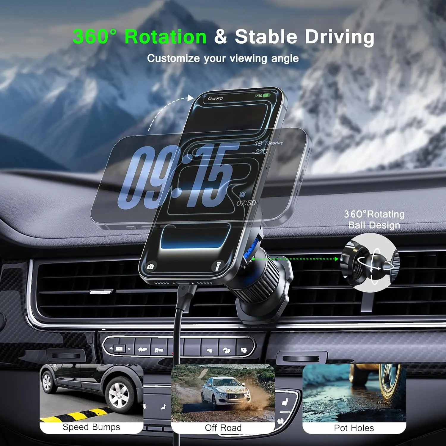 25W Super Fast Magnetic Wireless Car Charger Air Vent Phone Holder  Anti-Shake Stand for iPhone 17 16 15 14 13 12 Pro Max Plus photo 4