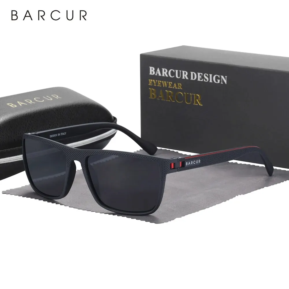 BARCUR Design TR90 Sunglasses Men Polarized Light Weight Sports Sun Glasses Women Eyewear Accessory Oculos UVAB Protection photo 6