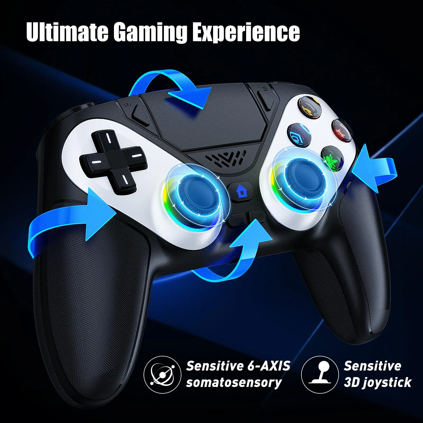 Gamepad For Playstation 5 PS5 Pro/Slim/PC RGB Lights Wireless Controller Dual Shock Marco/Turbo Sensitive Joystick Game Controle photo 4