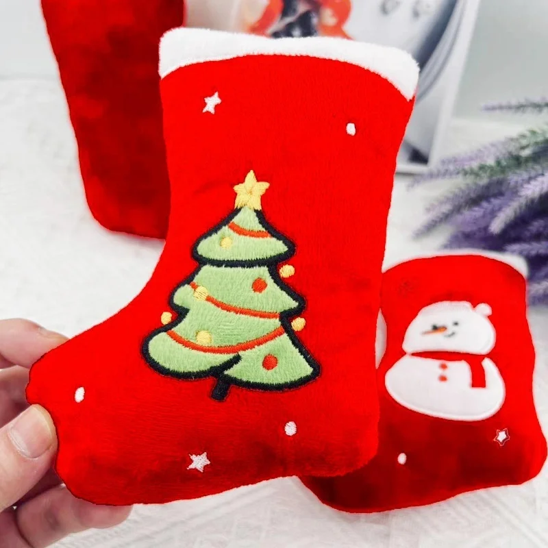 Pet Christmas Stocking Plush Squeaky Dog Chew Toy Xmas Gift Teeth Grinding Interactive Bite Toy for Small Medium Large Dogs photo 4