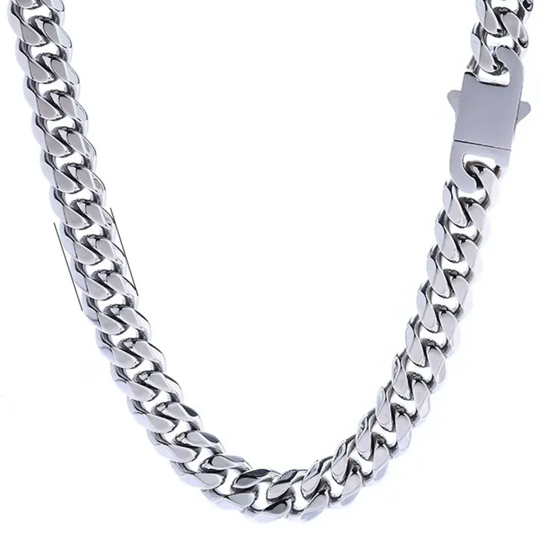 Men's Stainless Steel Cuban Link Chain Necklace Minimalist Hip Hop Silver Chain Necklace photo 4