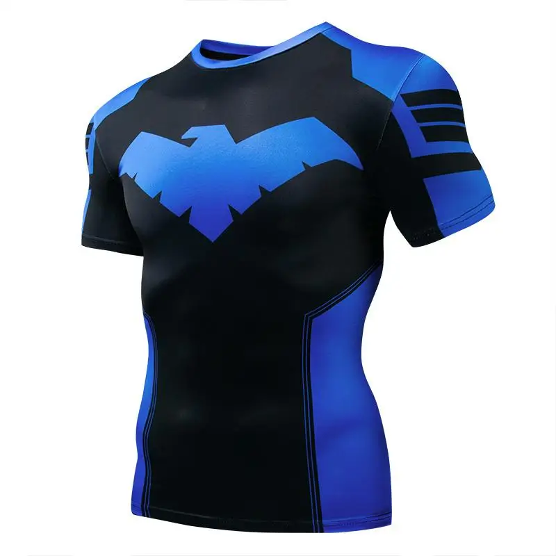 Compression T-Shirts Sportswear Gym Rash Guard Boxing Training Sports Tops 3D Nightwing Men T Shirt Running Quick-Dry Shirts Men photo 3