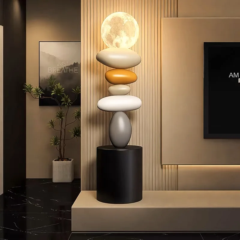 Modern Art Home Decor Stone Sculpture Light Luxury High-end Living Room Decorative Accessories Creative Luminous Floor Ornament photo 5